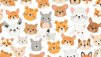 Obraz premium cat pattern background,Cat Outline Seamless,pet, cat, illustration, animal, pattern, vector, background, colors, doodle, emotion, feline, horizontal, no people, outline, paw, puppy, 45
