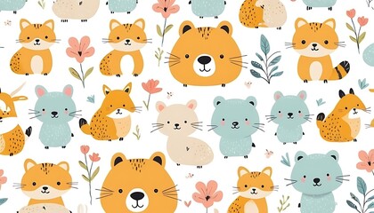 Obraz premium cat pattern background,Cat Outline Seamless,pet, cat, illustration, animal, pattern, vector, background, colors, doodle, emotion, feline, horizontal, no people, outline, paw, puppy, 78
