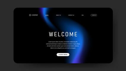 Abstract wave futuristic design of landing page. retro gradient mesh website design