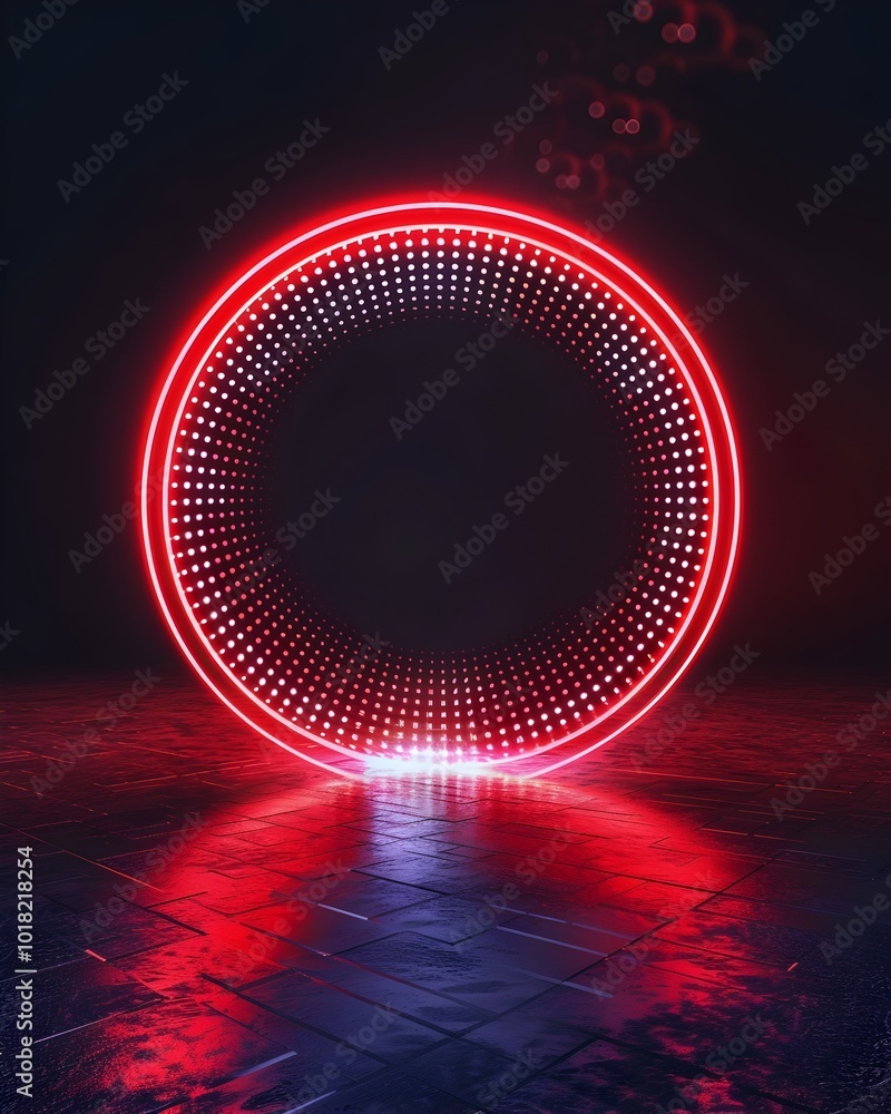 Aufkleber vibrant neon circular pattern against dark background offering dynamic product concept display