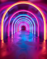 Vibrant Neon Spiral Tunnel for Eye Catching Product Presentations and Concepts