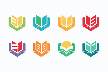 Abstract minimalist book logo icons collection for design projects