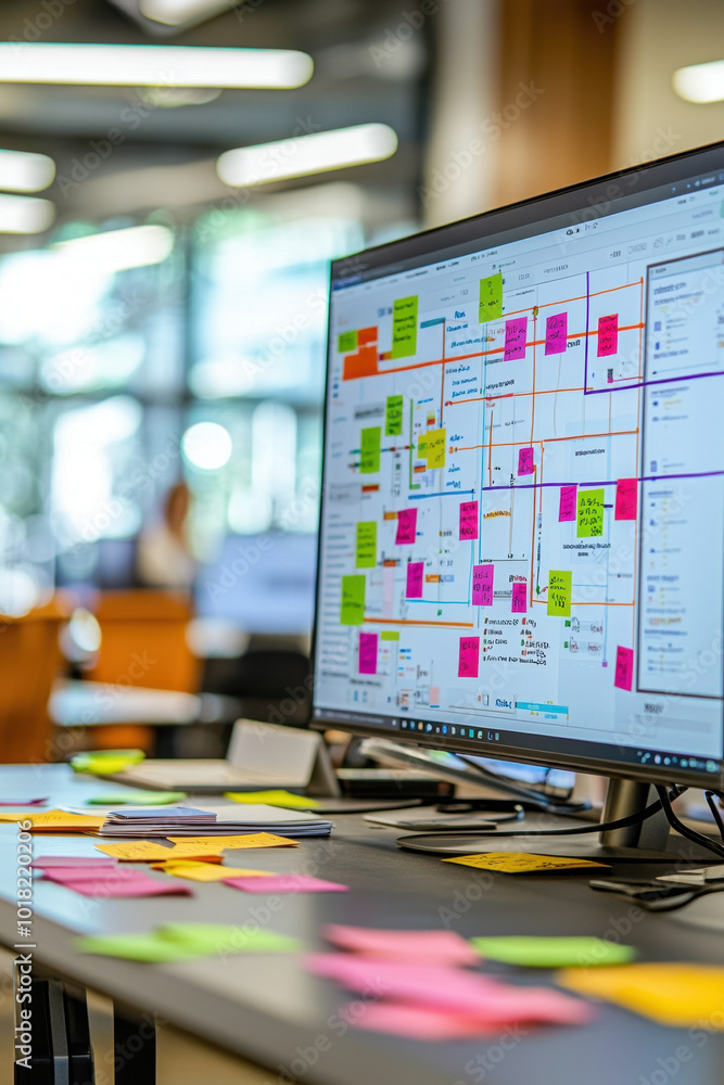 Poster integration project manager, in a vibrant conference room, a focused integration project manager hig
