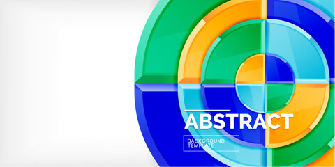 Obraz premium Abstract background - circles and round triangles with 3d effect. Vector Illustration For Wallpaper, Banner, Background, Card, Book Illustration, landing page