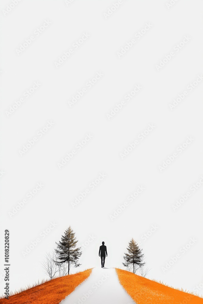 Poster a person walking on a path with trees growing alongside, representing continuous growth.