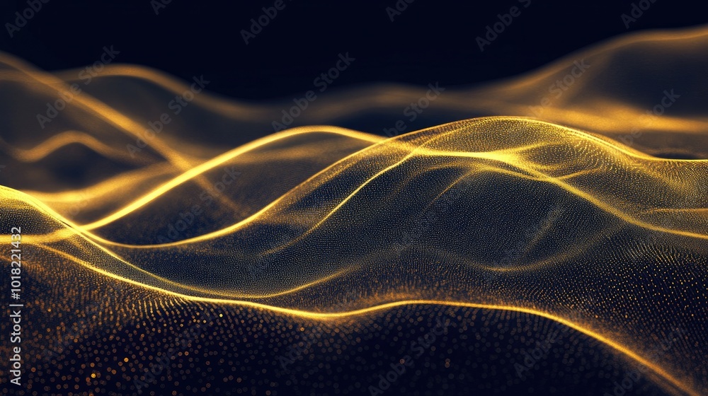 Aufkleber abstract golden waves flowing smoothly across a dark background, creating a sense of movement and el