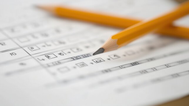 Academic success concept: test score sheet with answers and pencil for education insights