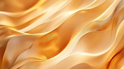 Obraz premium Abstract golden waves flowing smoothly across a shimmering surface, with soft gradients and light creating a dynamic background