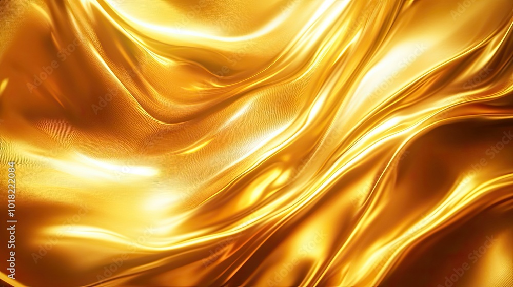 Poster abstract golden waves swirling in a fluid, dynamic pattern, glowing softly in the light with shimmer
