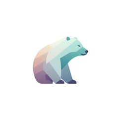 Obraz premium Colorful Gradient Polar Bear on White Background, Illustration. Modern Abstract Animal Artwork