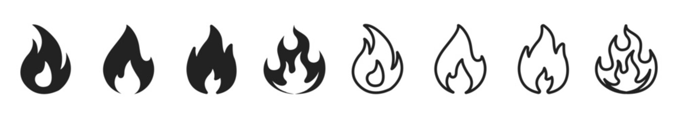 Fire flame vector icon set. Fire flame icon. Fire icon