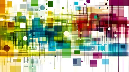 Abstract Geometric Pattern with Squares  Lines  and Circles