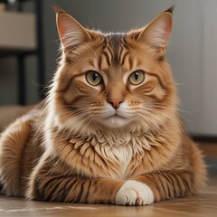 Cat sitting with a stern look background