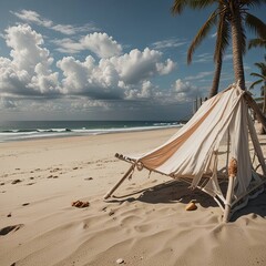 Tent on beach background