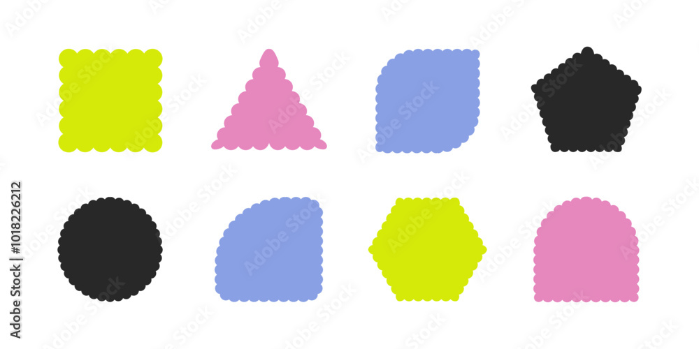 Poster retro graphic shapes and stickers and frames. design elements and vintage stickers in geometric form