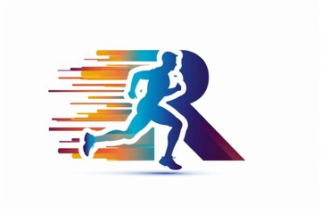 Fototapeta premium Running logo, run symbol, R for run template isolated on white background