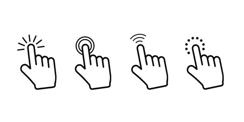 Hand click icon. Hand pointer click icon set