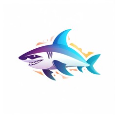 Fototapeta premium Vibrant Gradient Shark Illustration on White Background. Modern Marine Vector Art