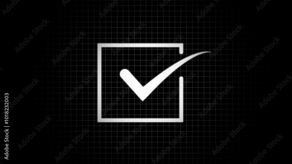Poster animated flat voting icon with simple motion at alpha png transparent background. check mark verifie