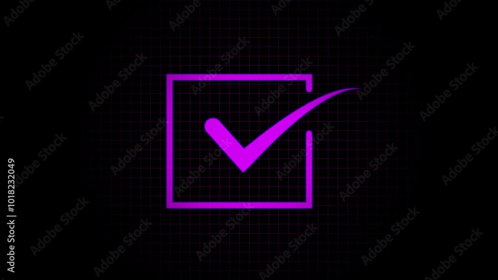 Poster animated flat voting icon with simple motion at alpha png transparent background. check mark verifie