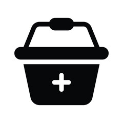 Shopping basket with plus sign, concept icon of add to cart