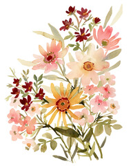 Abstract flowers bouquet watercolor