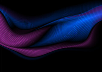 Blue violet smooth liquid wave and circle lines abstract background. Vector design