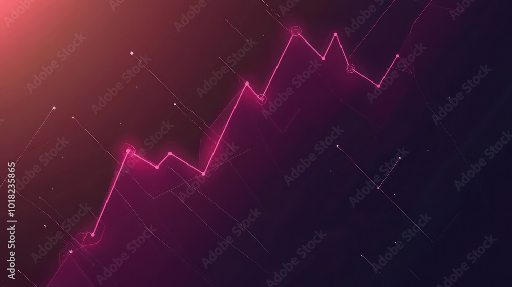 Poster abstract pink line chart with dots and lines