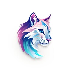 Colorful Gradient Tiger on White Background, Illustration. Modern Abstract Animal Artwork