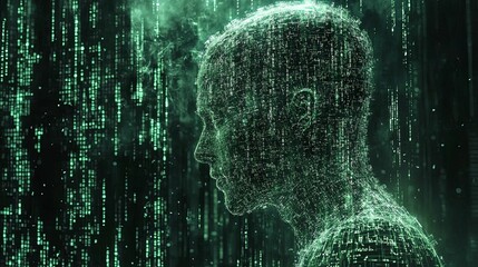 Digital Human Constructed from Green Binary Code