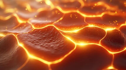 Glowing Lava Flow Texture - Fiery Abstract Background