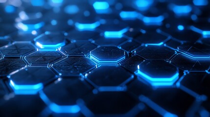 Obraz premium Glowing Blue Hexagon Pattern Abstract Background