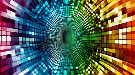Fototapeta premium Abstract Colorful Pixel Tunnel Background