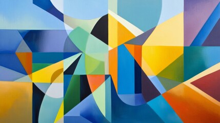 Abstract Geometric Composition with Vibrant Colors and Shapes