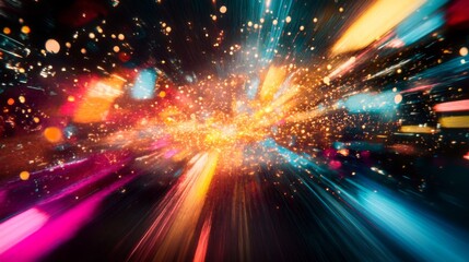 Obraz premium Abstract Burst of Colorful Light with Glittering Particles