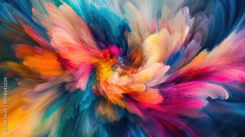 Aufkleber bright and bold swirling colors in an abstract flow, blending together in a dynamic motion on a neut