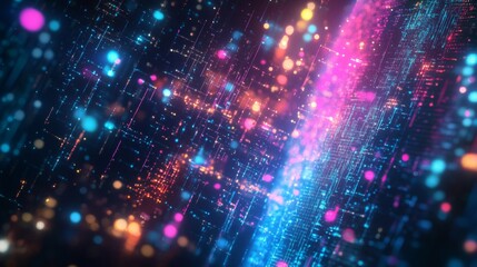 Fototapeta premium Abstract Digital Network with Glowing Lines and Bokeh Lights