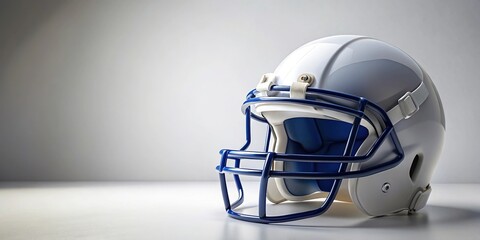 Fototapeta premium Minimalist white background with blue football helmet design
