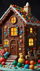 gingerbread house with christmas decorations