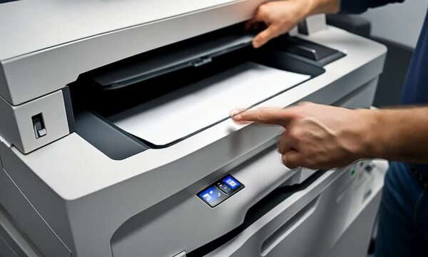 Person using printer in office.