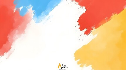 Obraz premium Abstract Watercolor Background with Yellow Blue and Orange Hues