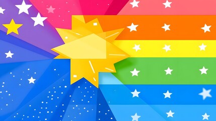 Obraz premium Abstract Geometric Background with Stars and Rainbow Colors