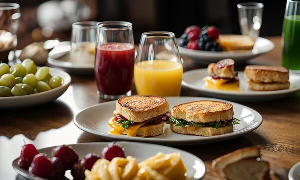 Brunch food at a brunch cafe.
