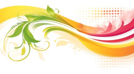 Abstract Floral Swirl Design with Yellow  Orange  and Red Colors