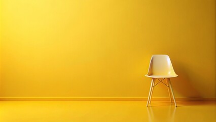 Minimalist yellow chair with copyspace on presentation slide background