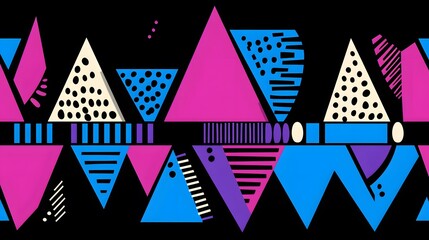 Obraz premium Abstract Geometric Pattern with Triangles Dots and Stripes