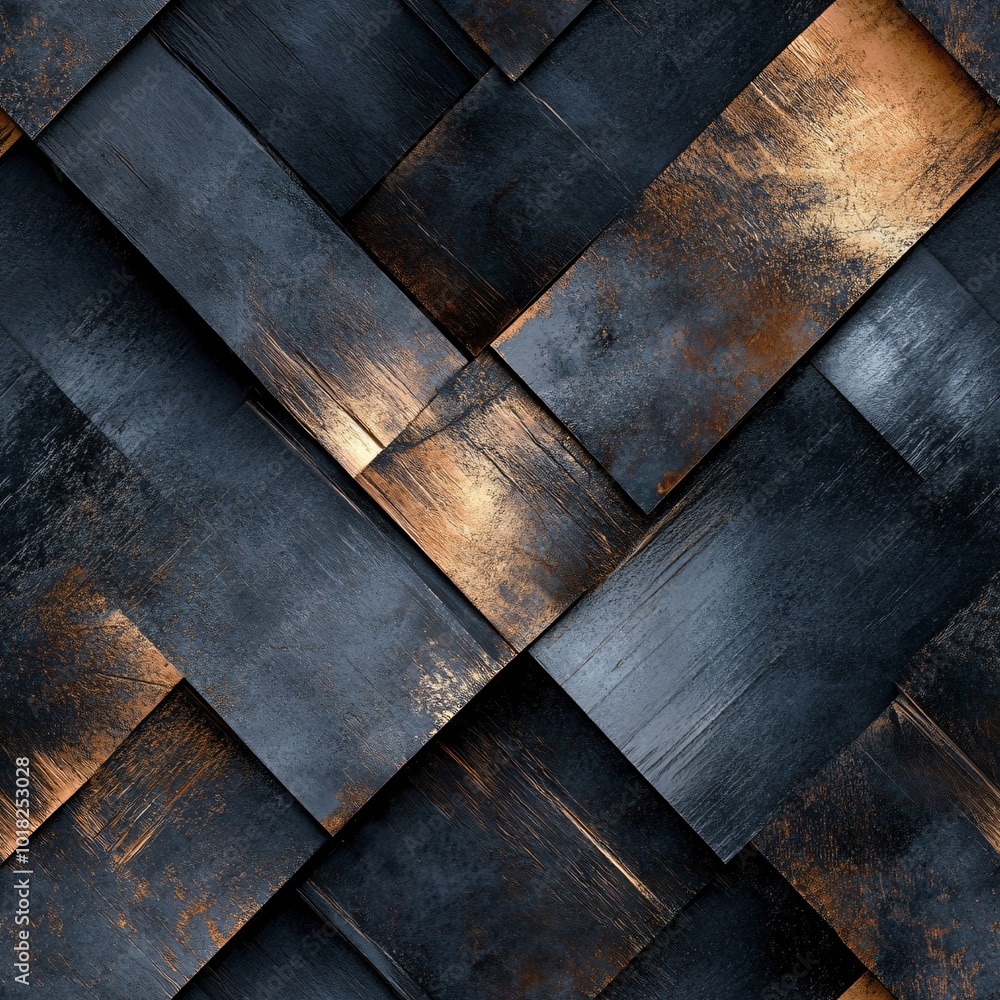 Poster tile image, an abstract background with a blend of metallic and matte textures