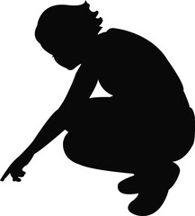 a girl sitting body silhouette vector