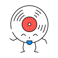vinyl disc music retro character line icon vector. vinyl disc music retro character sign. isolated symbol illustration