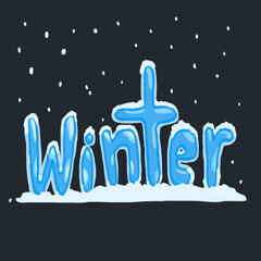 Winter text design with snow winter season concept 